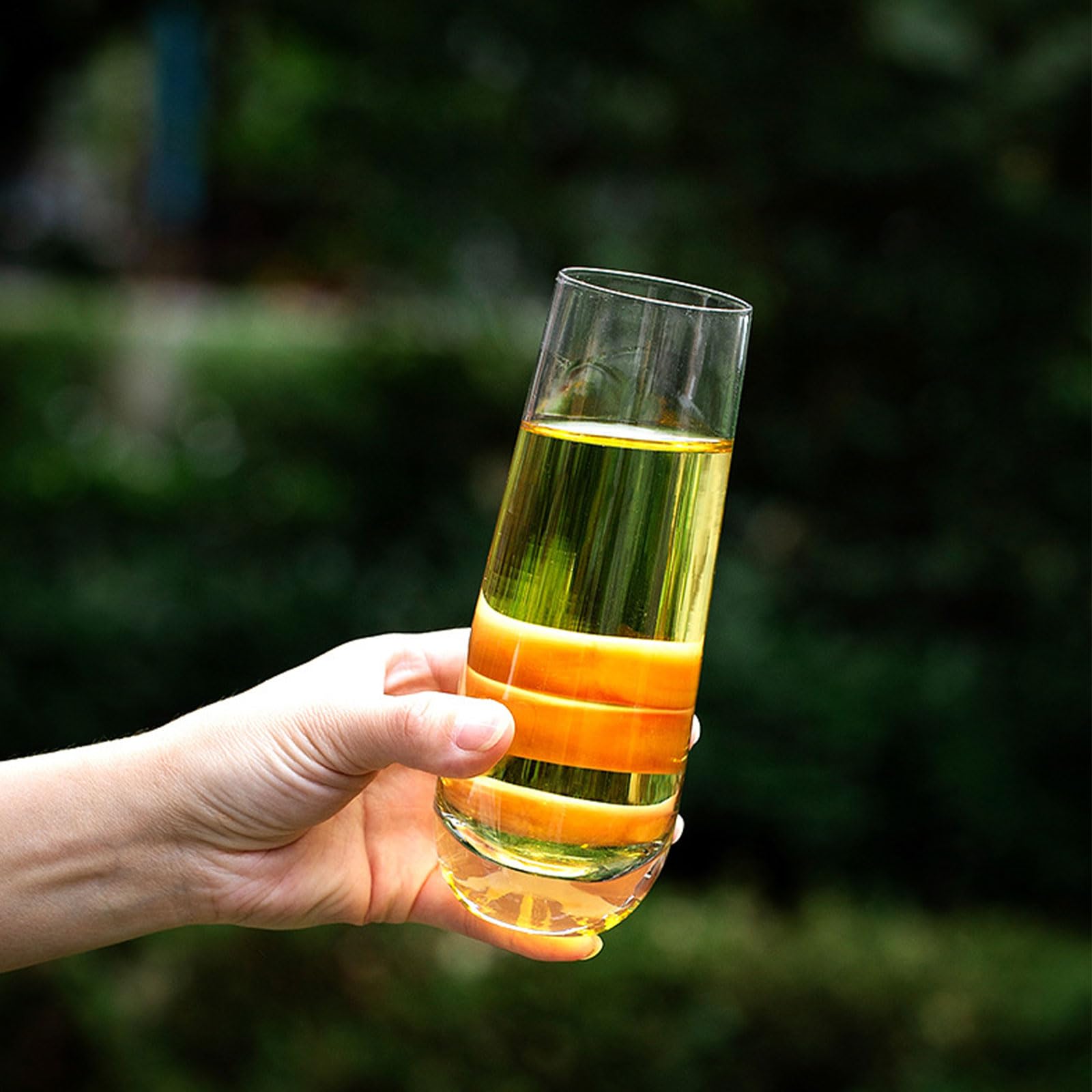 Set di 6 flute da champagne, 280 ml, in cristallo senza stelo, calici da champagne trasparenti, calici da prosecco, calici da vino senza stelo per giardino, matrimoni, compleanni, feste,