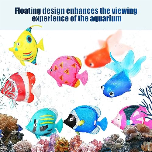 Miniatura 2 de 50 piezas de peces artificiales en movimiento, peces tropicales, pequeños peces falsos en movimiento, decoración flotante de acuario para pecera (50