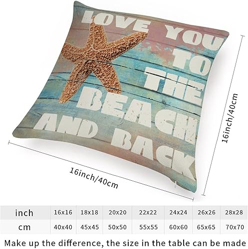 Miniatura 2 de Fundas de cojín de lino blanco con diseño de estrellas de mar te amo hasta la playa y espalda, decoración de casa de familia de Hawaii, con