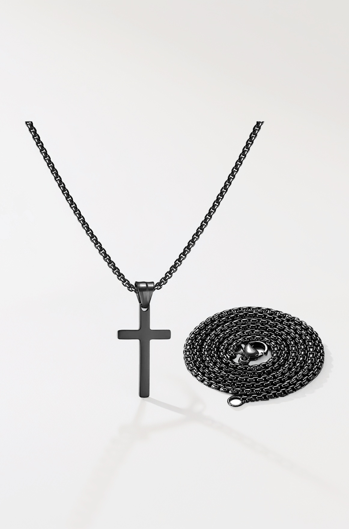 Stainless Steel Cross Necklace For Men - Silver Cross Pendant Necklace For Boy, Simple Jewelry Chain For Men, No Gemstone