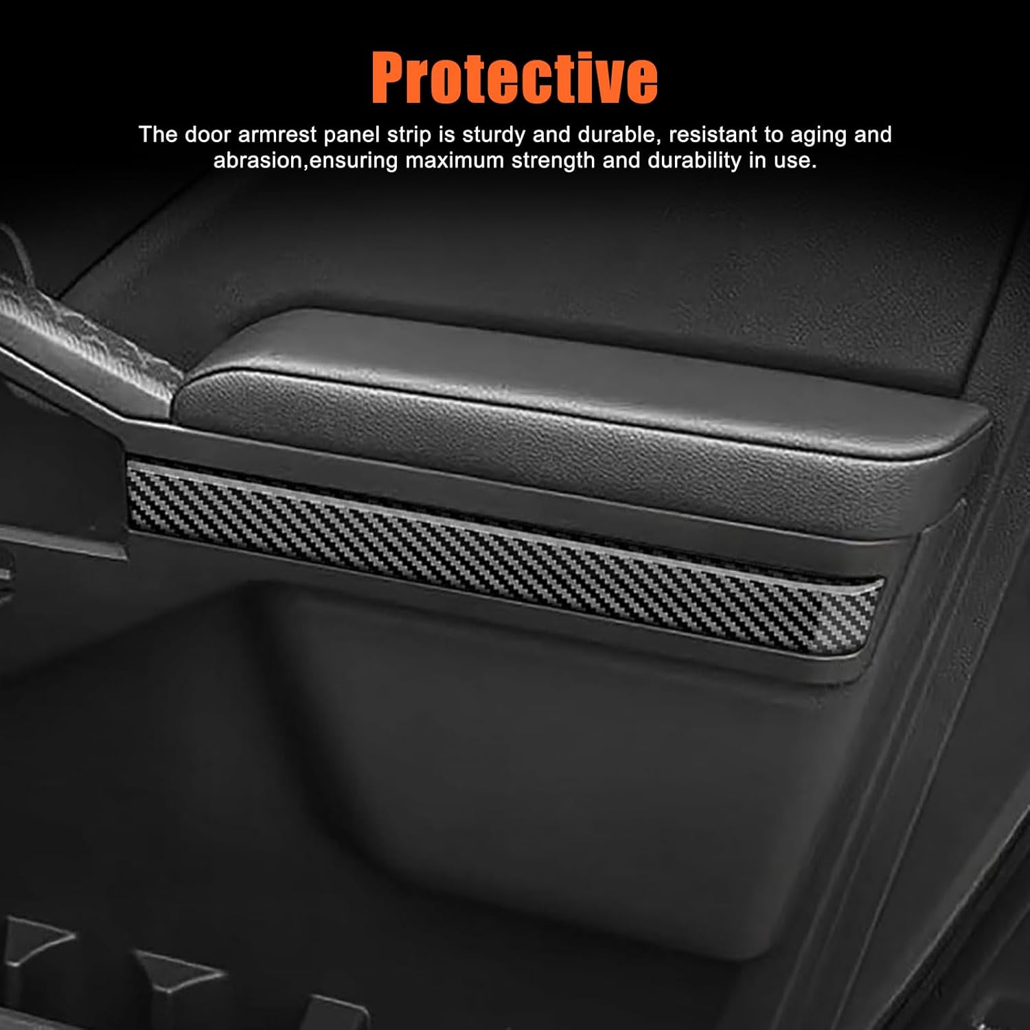 Car Interior Door Protector Trim Strip,Door Armrest Panel Cover Trim Compatible with Toyota Tacoma 2024 2025+ Not Fit TRD Version ABS Front Rear Interior Door Panel Trim Strip (Black Carbon Fiber)