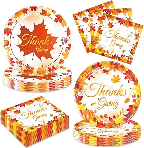 48 piezas de decoración de fiesta de Acción de Gracias, juego de vajilla para fiesta de Acción de Gracias, suministros de fiesta temática de Acción