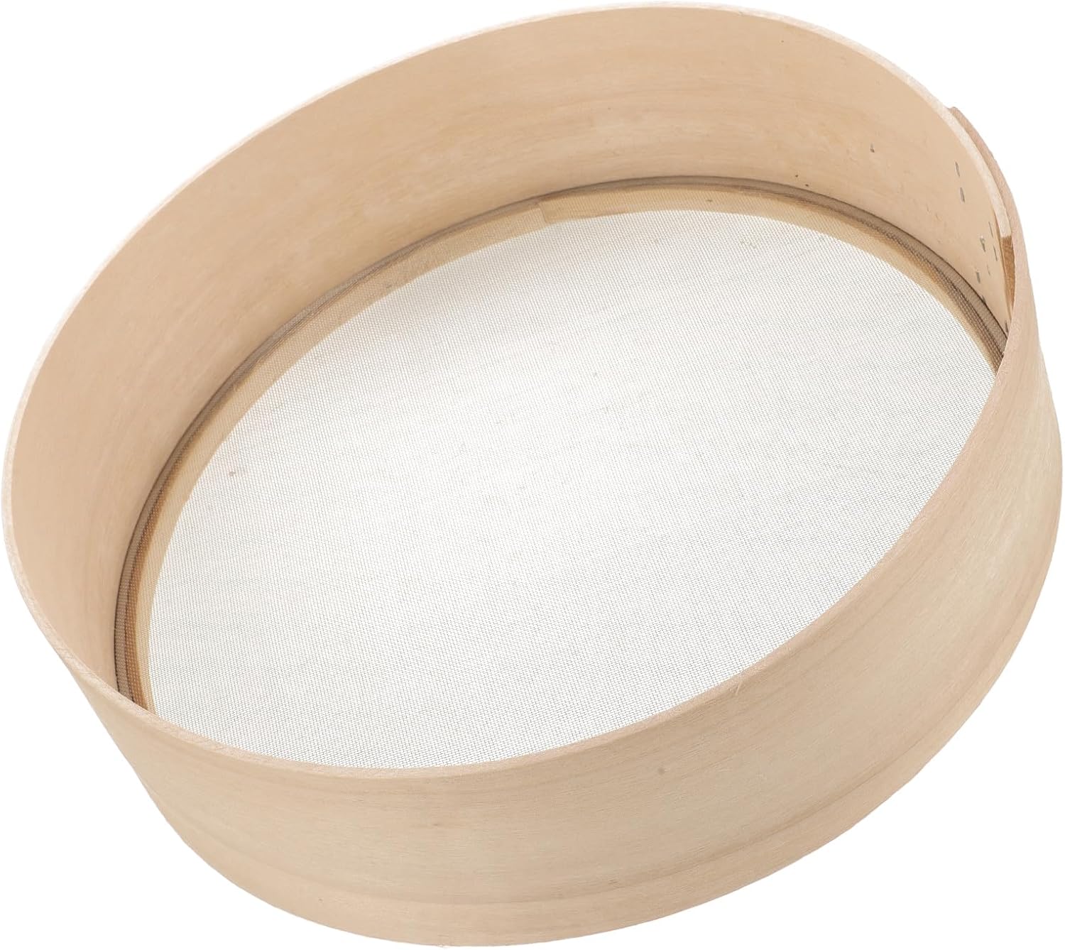 PRETYZOOM Wooden Flour Sieve 60 Stainless Steel Mesh 30cm Diameter Kitchen Sifter for Baking and Soy Milk Straining Fine Mesh for Home Cooking and Food Preparation