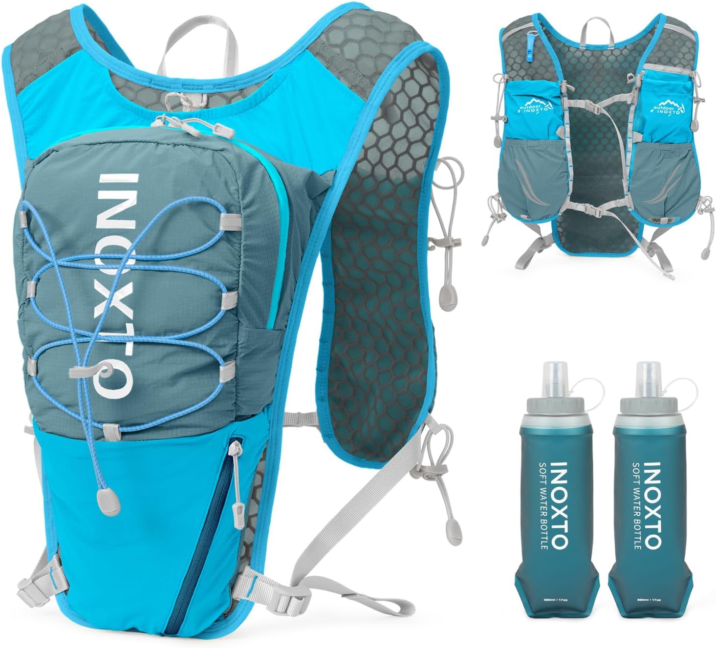 Running Vest for Women Men, Adjustable Chest Straps Running Hydration Vest with 500ml Soft Flask, Lightweight Breathable Reflective Hydration Backpack for Hiking (Blue) Running Vest for Women Men, Adjustable Chest Straps Running Hydration Vest with 500ml Soft Flask, Lightweight Breathable Reflective Hydration Backpack for Hiking (Blue)