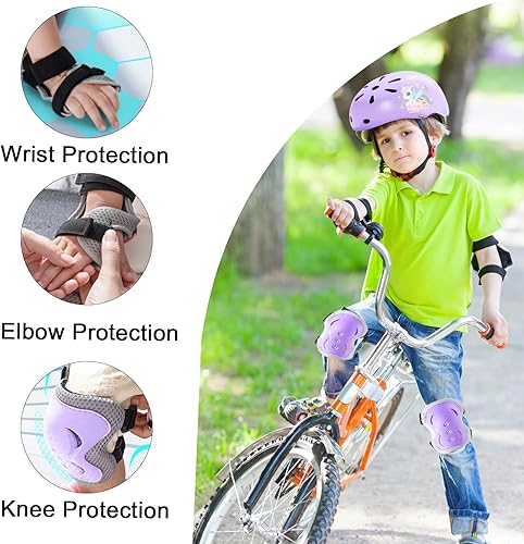 Miniatura 3 de Casco de bicicleta para niños, rodilleras, coderas, muñequeras, equipo de protección, cascos ajustables para niños de 3 a 5 años, 2 a 8 años para