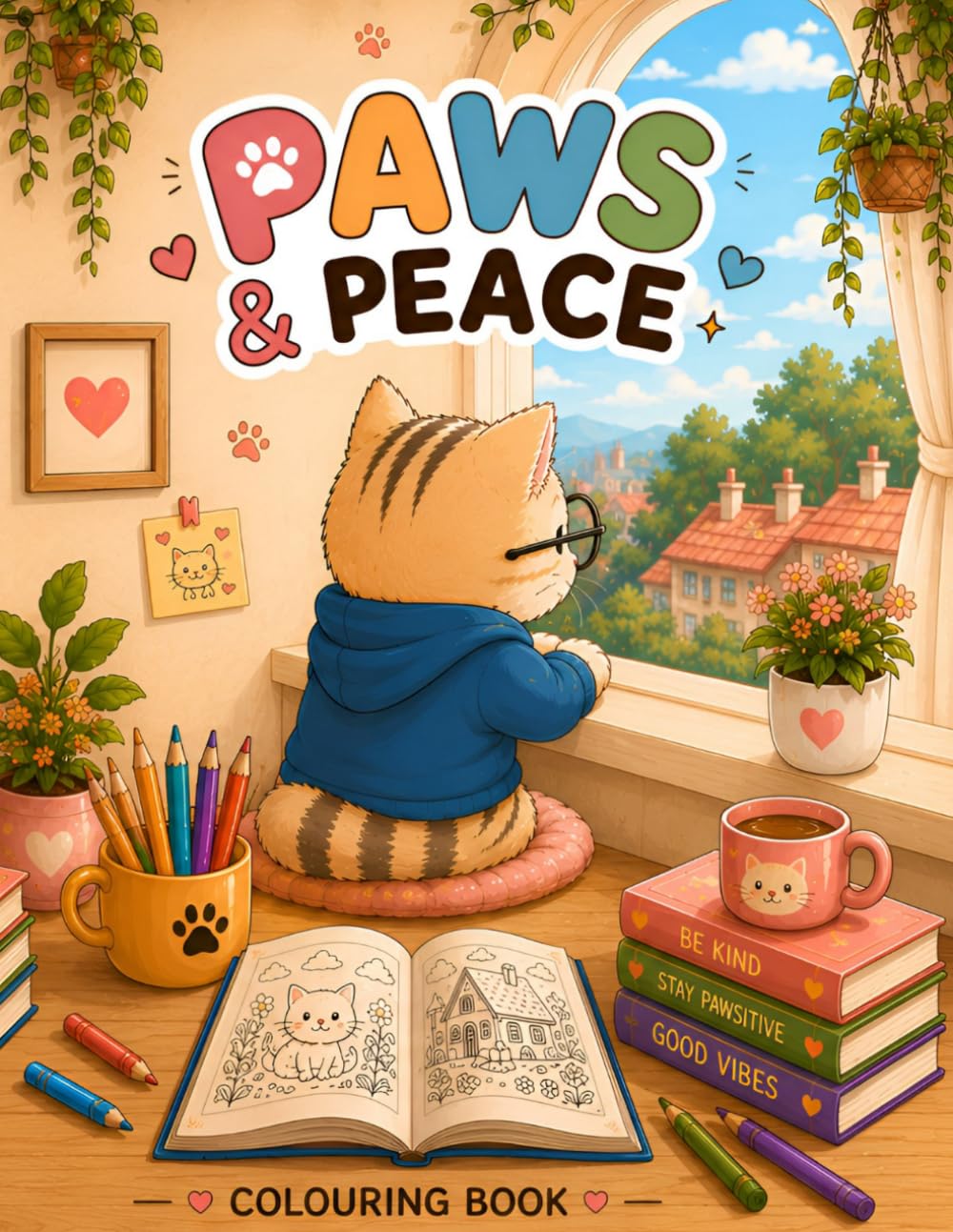 PAWS & PEACE: A Kitty Coloring Book for Kids, Adults & Teens