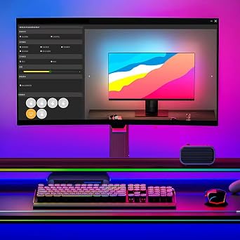 Gaming Monitor Light, Game Ambient LED Backlights with Screen Color sync Effect, RGB Screen Sync Desktop Display, 49inch