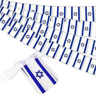 Israel String Flag Pennant Banner - 38 Flags, 42 Feet Small Mini Israeli Flags Bunting Banner for Country Decoration, School, Party, Sports Events