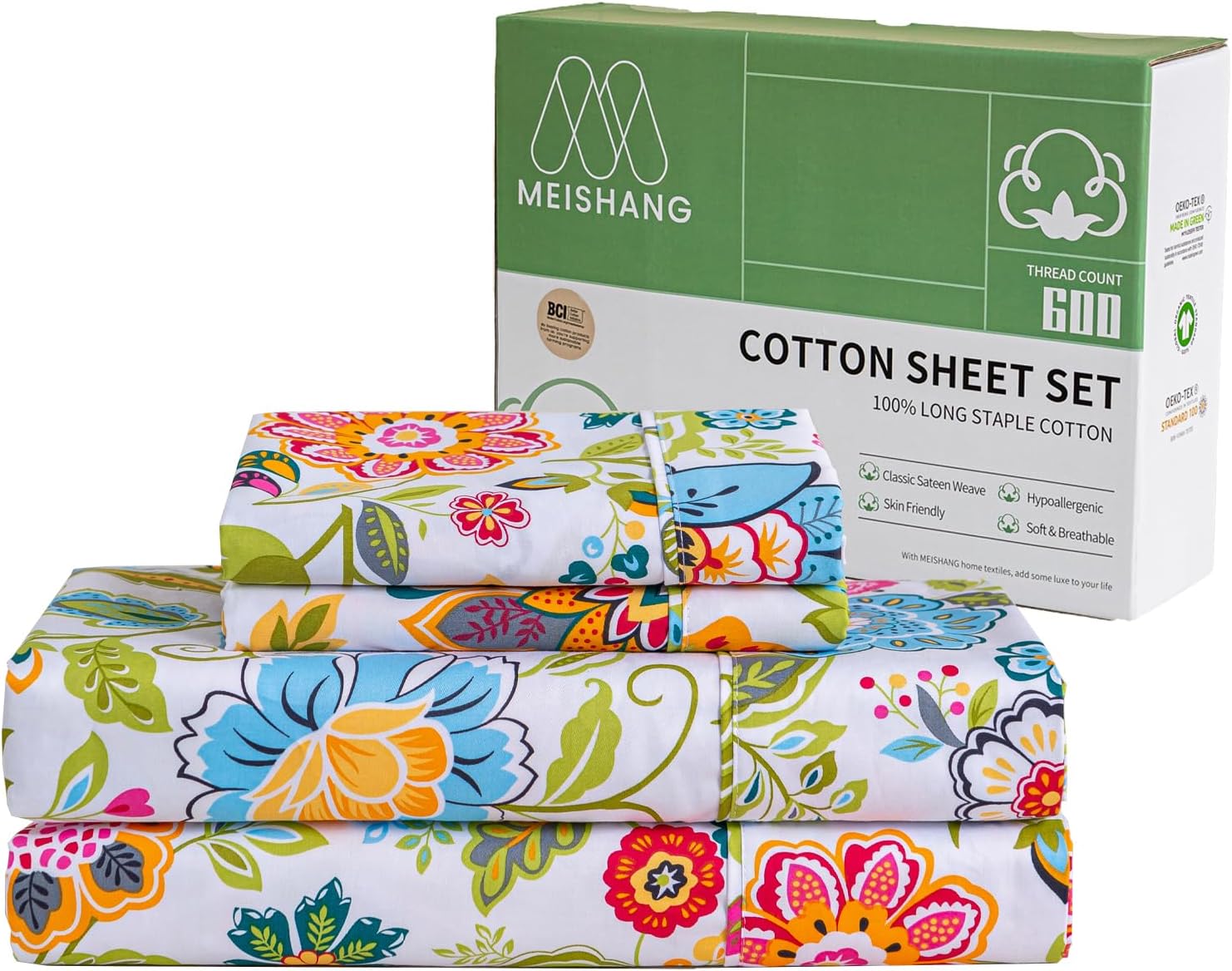 600 Thread Count Cotton Sheets Queen Size, 100 Long Staple