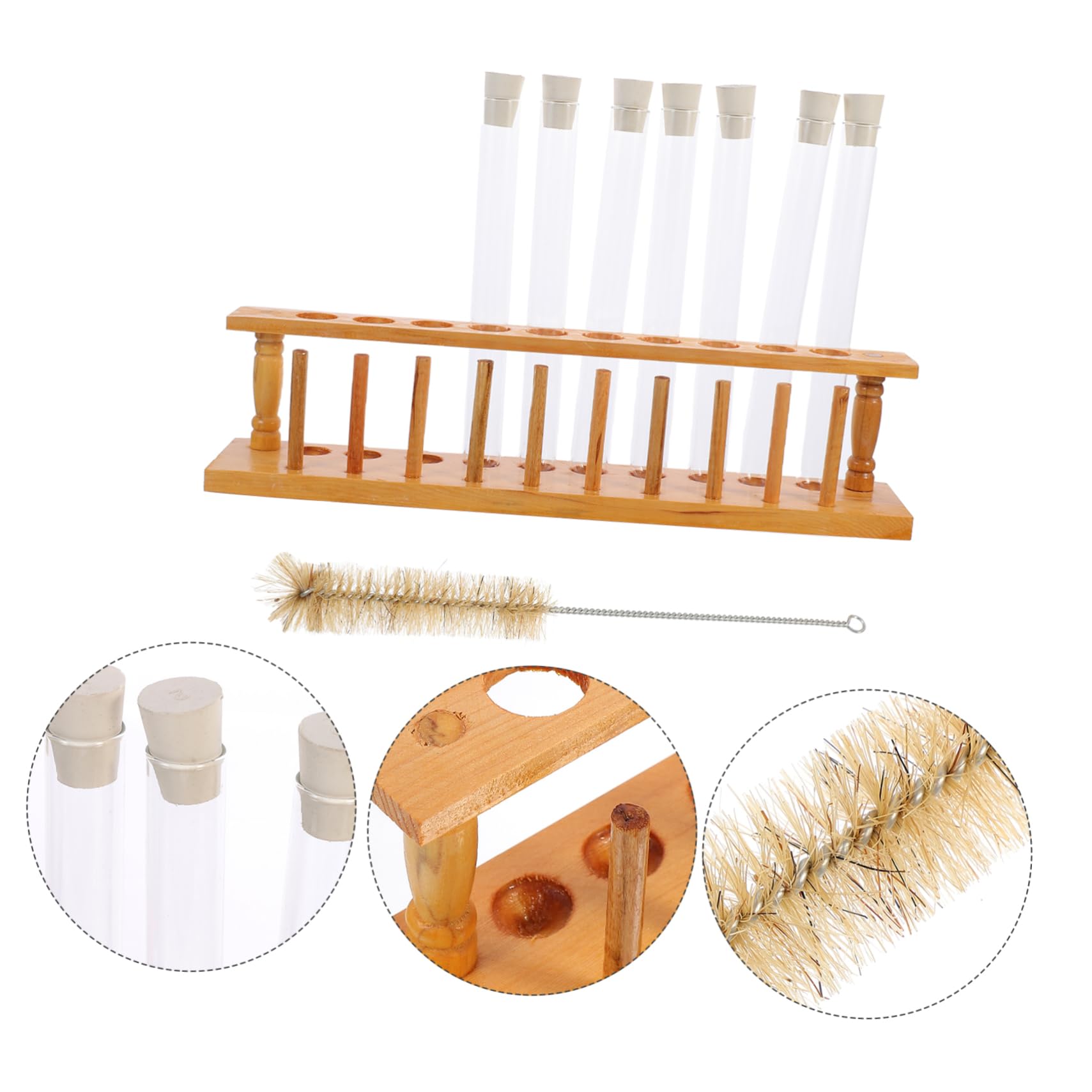 Ciieeo Tubo De Ensayo Con Tapa Kit De 10 Tubos Soporte De Madera Ideal Para Química