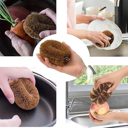 Miniatura 3 de Tawashi - Cepillos para verduras, diseño japonés, ideales para frutas, verduras y uso doméstico con lazo para colgar de alambre, cepillo de fibra de