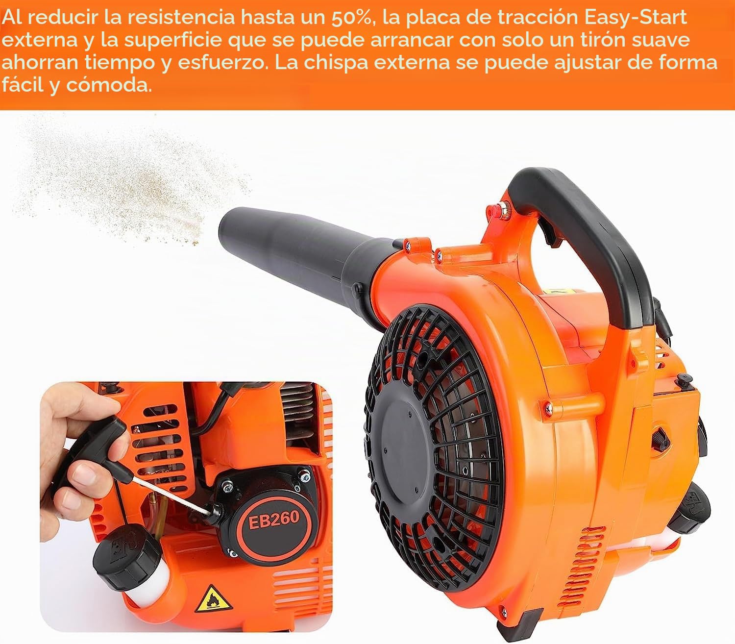 Soplador de hojas de gasolina,portátil,ligero,potente motor de 2 tiempos,soplador de hojas de mano de 26 cc,7500 r/min de gasolina,disipación de calor rápida,soplador de hojas de aire para
