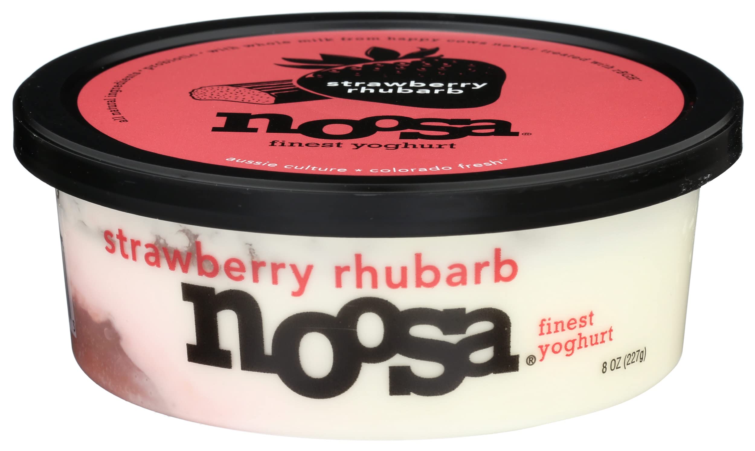Noosa Yoghurt Strawberry Rhubarb 8 oz Whole Milk Yogurt Grade-A Pasteurized Gluten Free Probiotic Made With All Natural