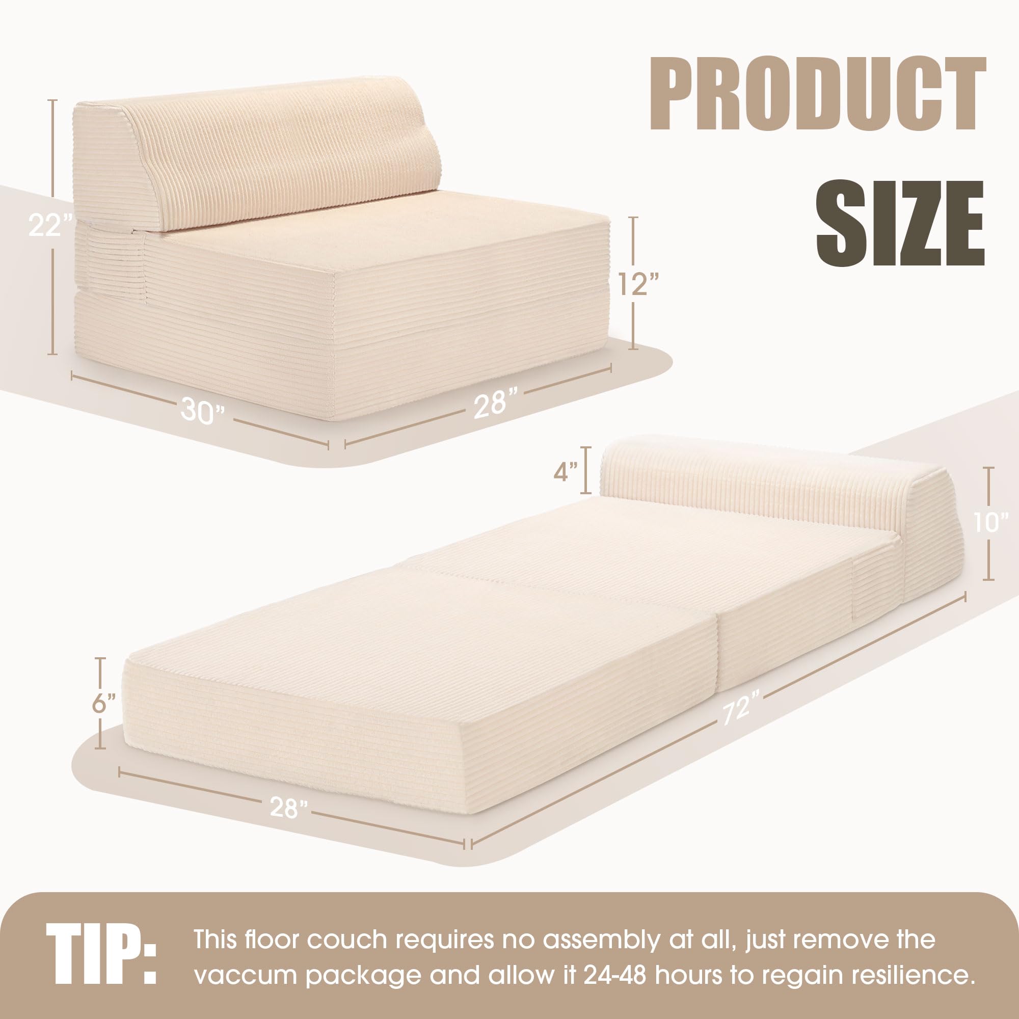 Sofá cama plegable con almohada, silla convertible con funda lavable, silla plegable de espuma viscoelástica, sofá futón para sala de estar, dormitorio, uso de invitados, oficina en casa, 5