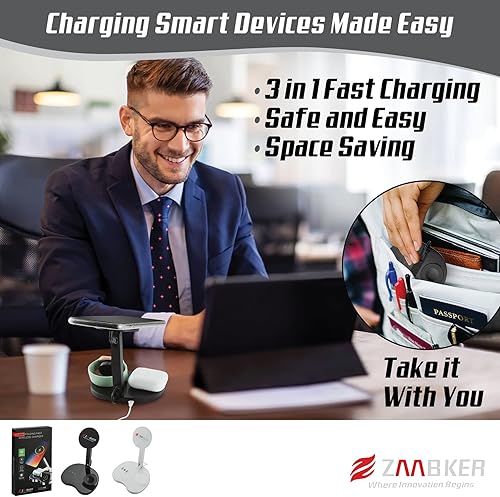 Miniatura 5 de ZAABKER Cargador magnético inalámbrico 3 en 1 para modelos 12 y superiores de la serie iPhone con adaptador de corriente de 20 W, repuesto de carga