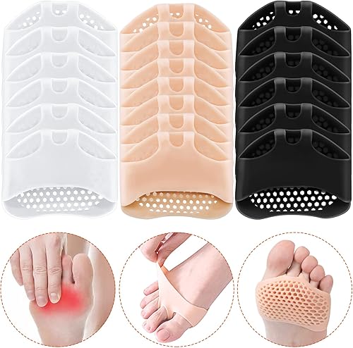 PAGOW 10 pares de almohadillas metatarsianas para pies para mujeres y hombres, almohadilla de silicona suave para el antepié, alivio del dolor, bola