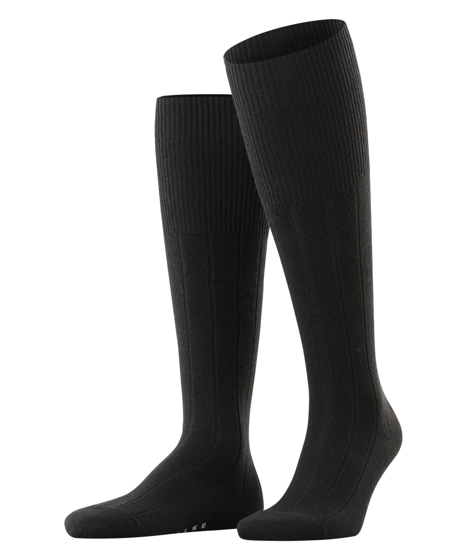FALKE Men's Lhasa Rib M Kh Wool Cashmere Long Plain 1 Pair Knee-High Socks, Black 3000, 8.5-11