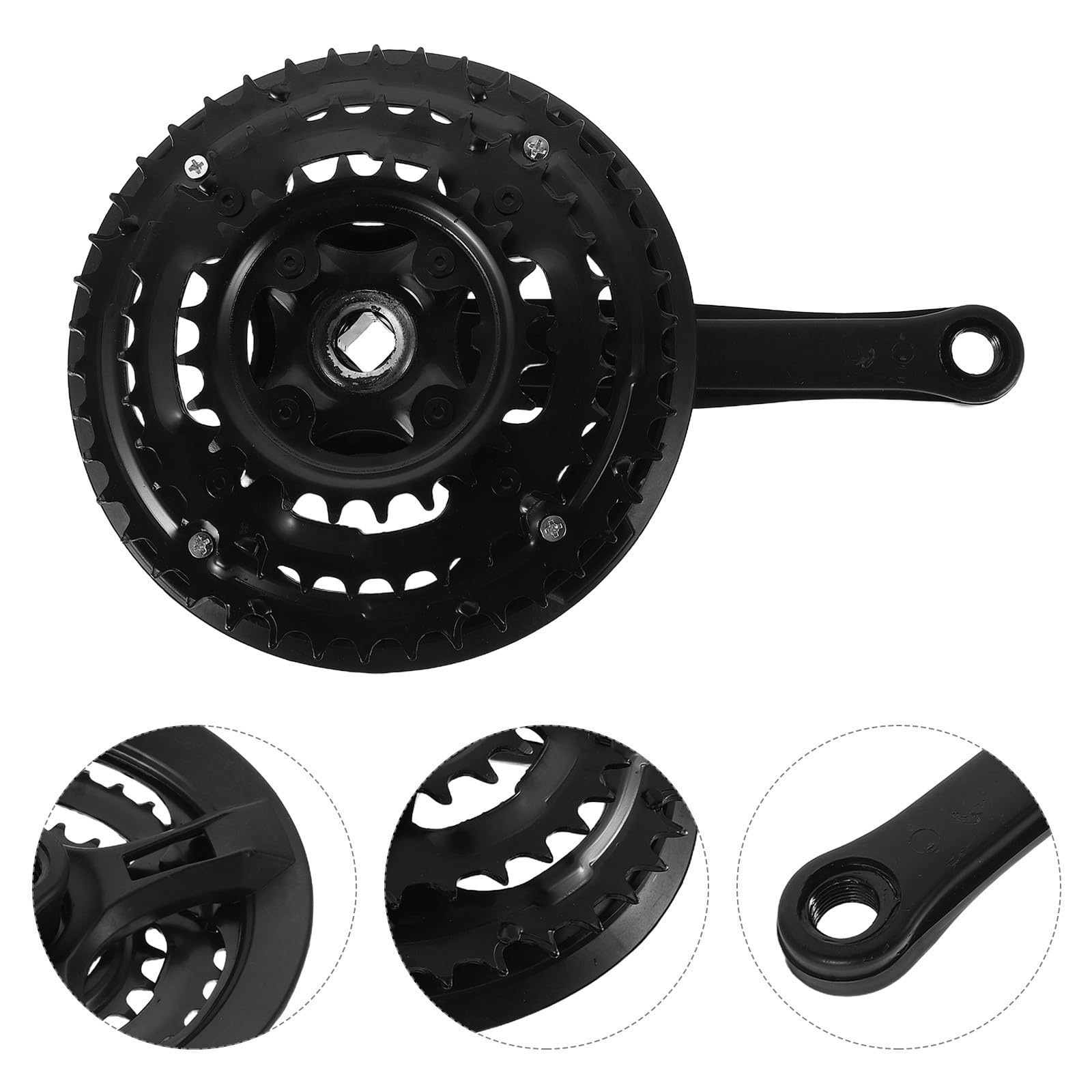Guarnitura per Bicicletta Mountain Bike Corona in Acciaio al Carbonio, Braccio Pedivella Conico Quadrato Sostituibile, Accessorio Ricambio Ciclismo Versatile per Bici da Strada