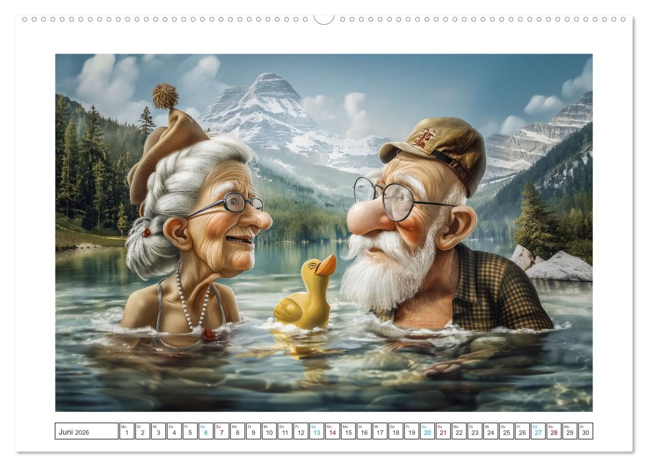 Alt, aber nicht leise (hochwertiger Premium Wandkalender 2026 DIN A2 quer), Kunstdruck in Hochglanz: Satirische Sprüche und witzige Illustrationen ... zum alten Eisen gehören. (CALVENDO Spass)