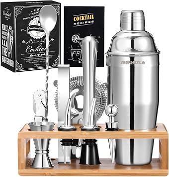 GWHOLE Cocktail Making Kit, 12-Piece 720ml Cocktail Shaker Set with Stand