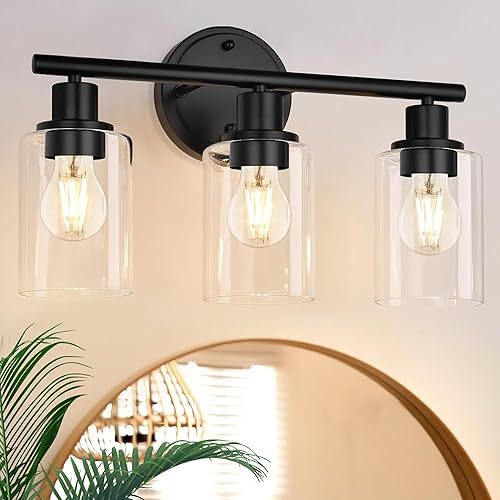 Miniatura 12 de Lámpara de Tocador de Baño de 3 Luces Sobre Espejo - Lámpara de Pared Estilo Granja para Tocador de Baño, Aplique de Pared Estilo Granero Rústico