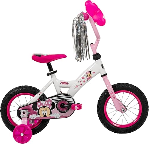 Miniatura 13 de Huffy Disney Girls' Bikes, 12/16 Inch Sizes, Ages 3+ Years Old, Disney Princess, Minnie Mouse, Frozen Bicycles, Characters, Removable Training Nieve
