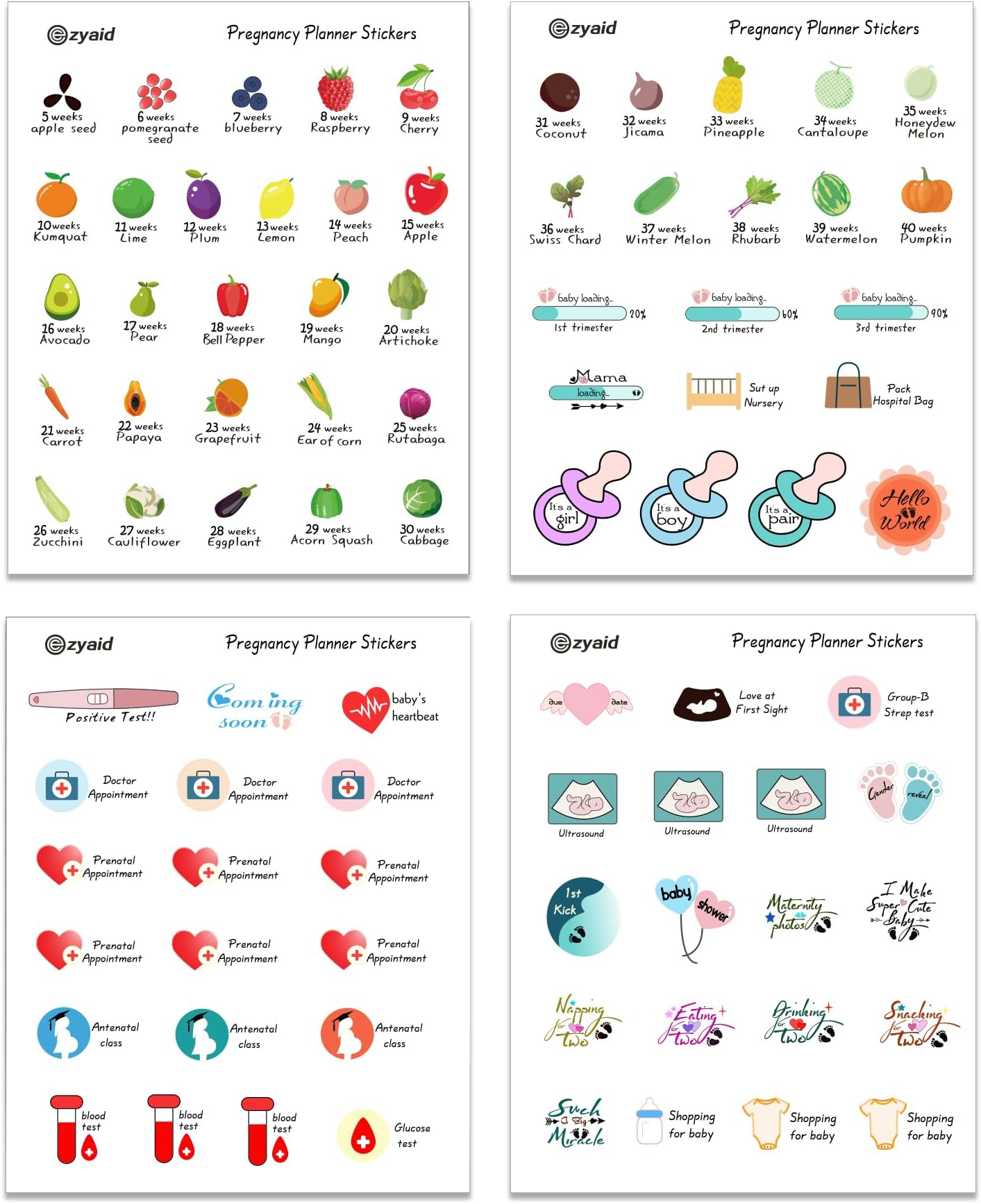Ezyaid Pregnancy Must Haves Planner Stickers for Scrapbook, Scrapbooking Stickers for Pregnancy Journal, Pregnancy Gifts for First Time Moms