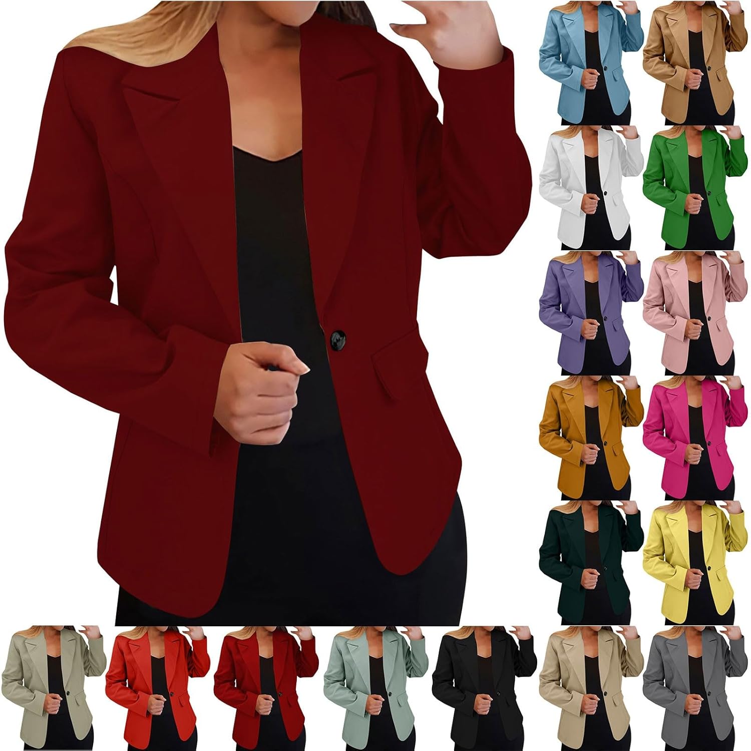 Blazers for Women Business Casual Open Front Work Office Cardigan Suit Lightweight Plus Size Jackets with Pockets