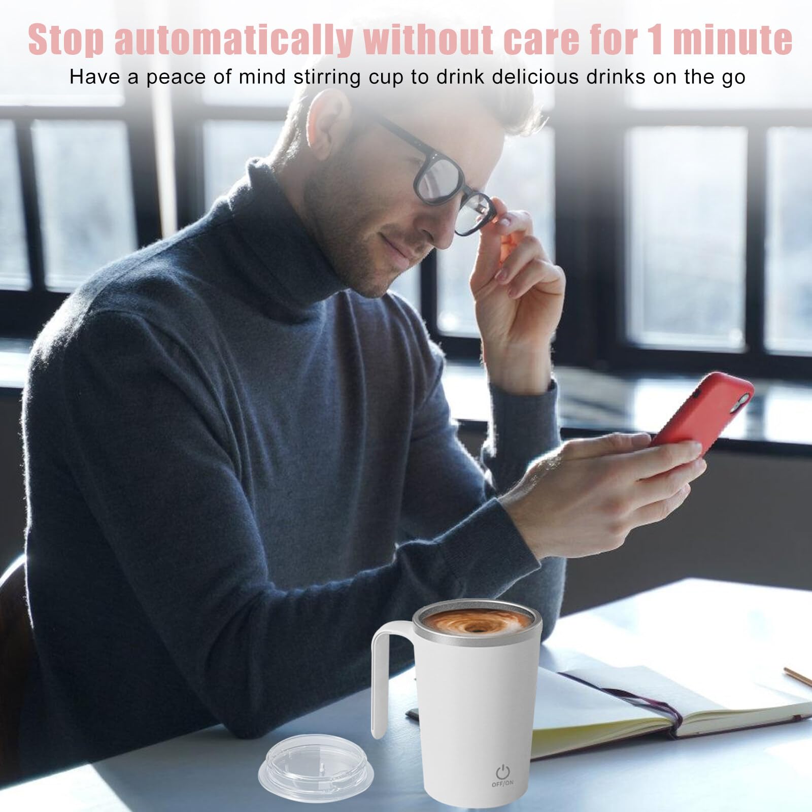 KKPLZZ Automatische Magnetische Rührkaffeetasse - 380ml Elektrische Rührtasse Für Büro & Reise