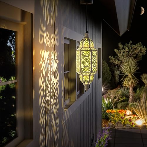 Vista 52 de Twinkya Luces solares colgantes para jardín al aire libre, farol solar impermeable, de metal, marroquí, decoración al aire libre para patio, camino