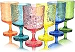 Set of 6 Plastic Stem Wine Glasses Tumbler, 11 Ounce Iceberg Acrylic Wine Glasses for All Purpose Party, BPA Free and Durable (Clear Color)