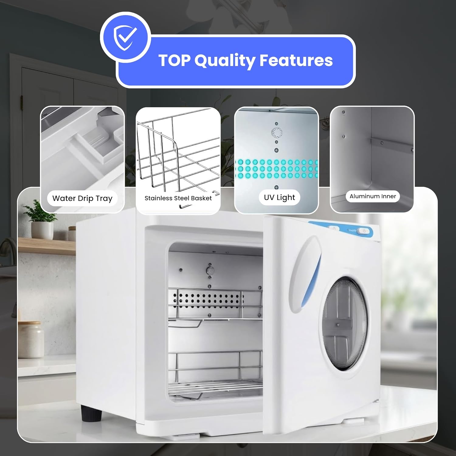 KUYRA Hot Towel Warmer Cabinet 23L Large Capacity with Window|Stainless Steel Interior with Dual Racks, Face Towel Warmer for Bathroom, Heating Cabinet for Salon, Spa Room Essentials & Spa Equipment