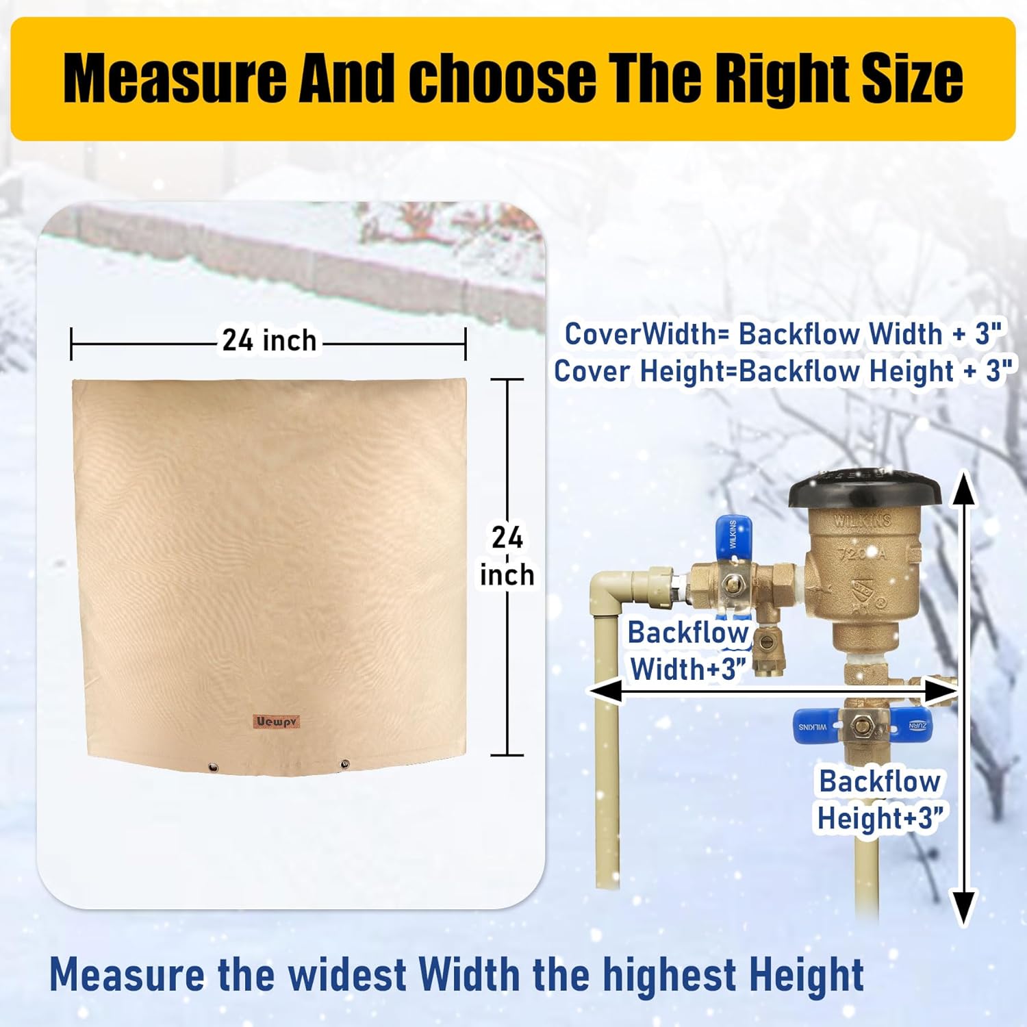 Backflow Preventer Pipe Insulation Cover - Irrigation Sprinkler Valve Insulated Pouch - Water Well Pump Cover - Sturdy 5 Layers for Winter Freeze Protection, 24" W x 24" H, Beige