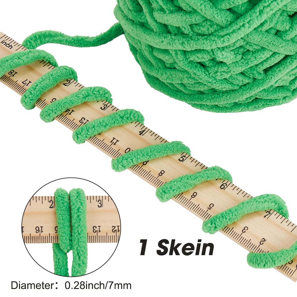 CRASPIRE Christmas Green Chenille Chunky Yarn for Crocheting Super Bulky Skein 7mm Thick 3.5oz 72yds Fluffy Soft Bulky Thick Fluffy Fuzzy Soft Velvet Hand Knitting Blanket Weaving DIY Amigurumi - Image 2