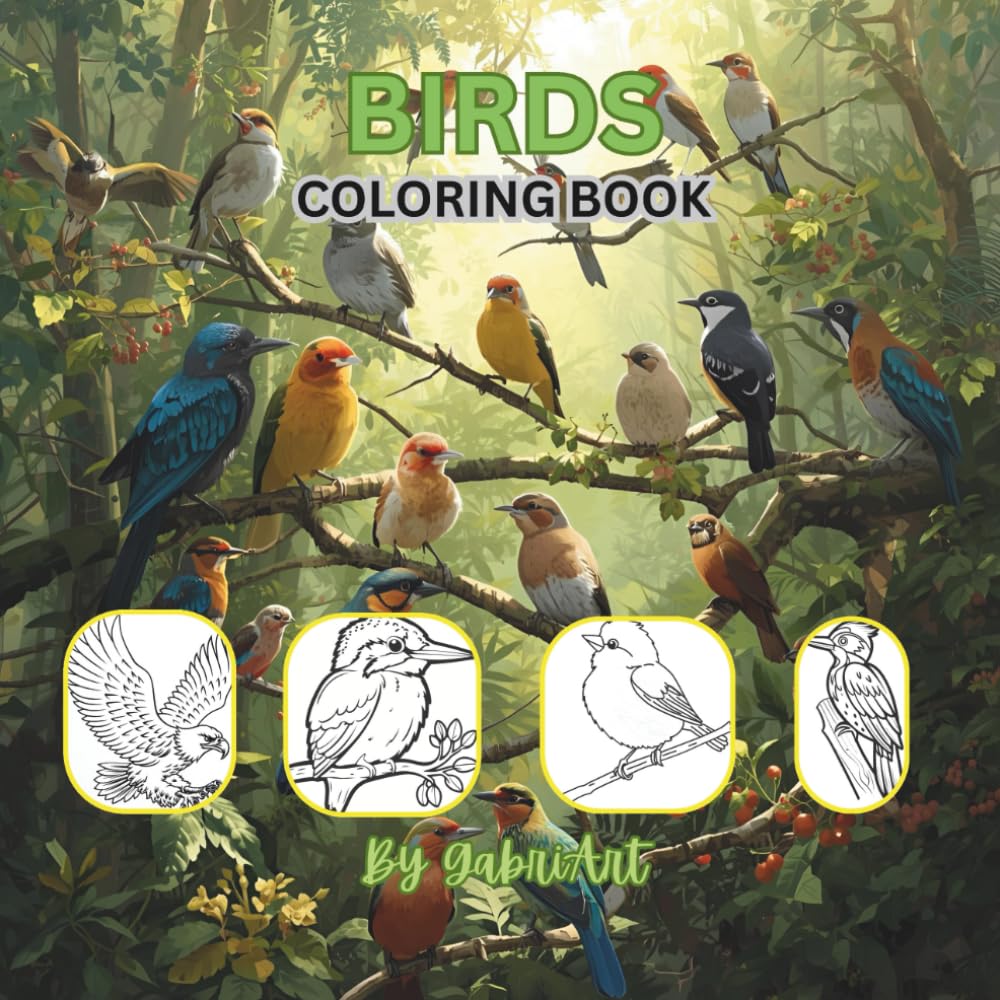 Birds Coloring Book for kids: Educational Coloring Pages with Alphabetical List of Birds for Children Age 3-10