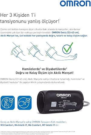 Omron M2+ 30 Ölçüm Hafızalı Geniş Manşetli Üst Koldan Ölçer Pilli Dijital Tansiyon Aleti
