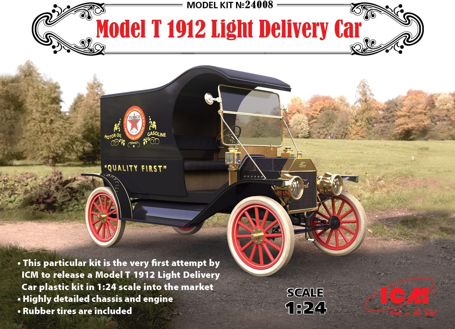 ICM 24008 Plastic Vehicle Model Kit T 1912 Light Delivery Car - Scale 1:24