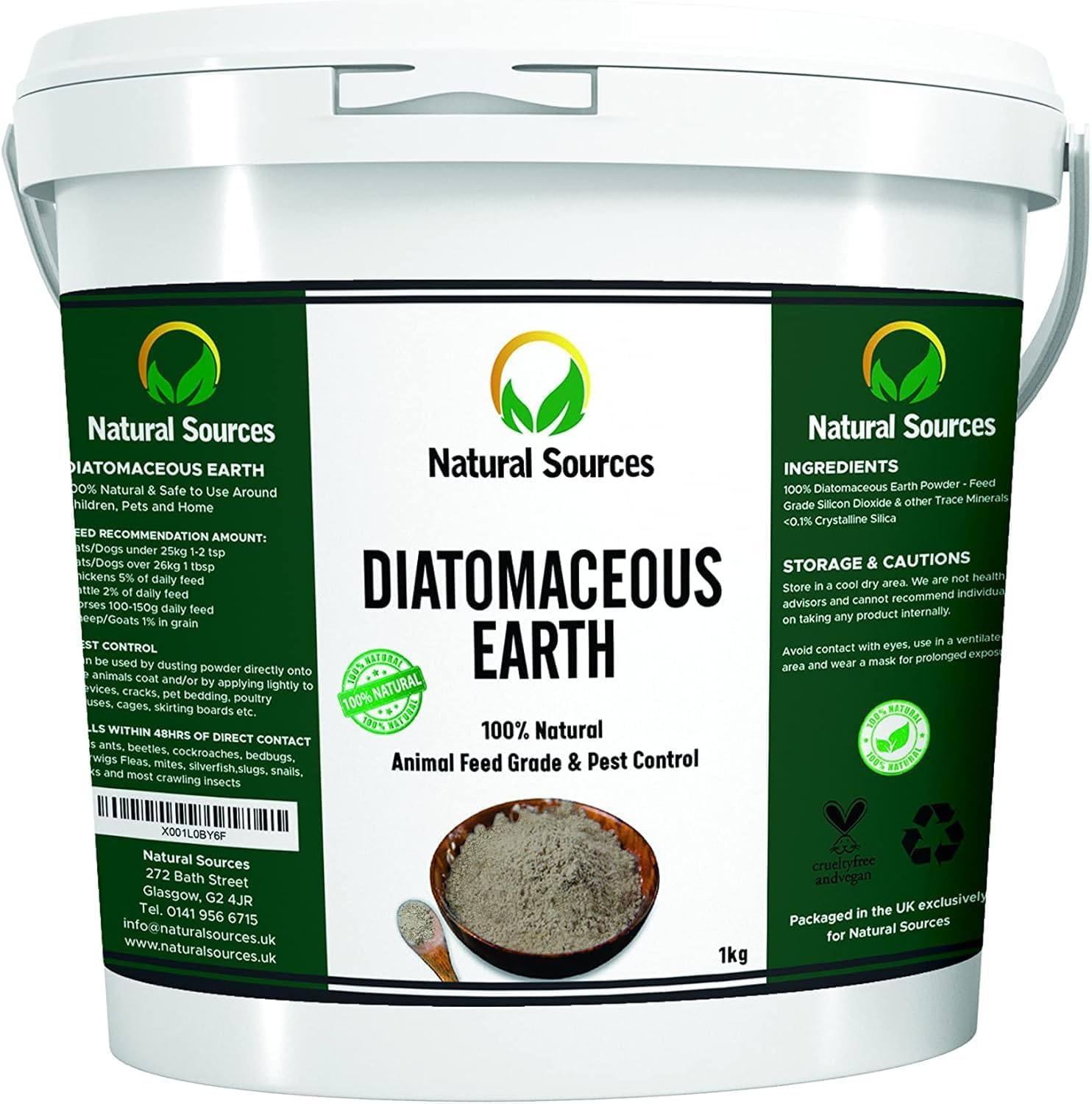 Diatomaceous Earth Pest Control Grade 1kg UK - Free Ebook Included - Diatomaceous-Earth Powder for Chickens, Pets, Carpets, Home