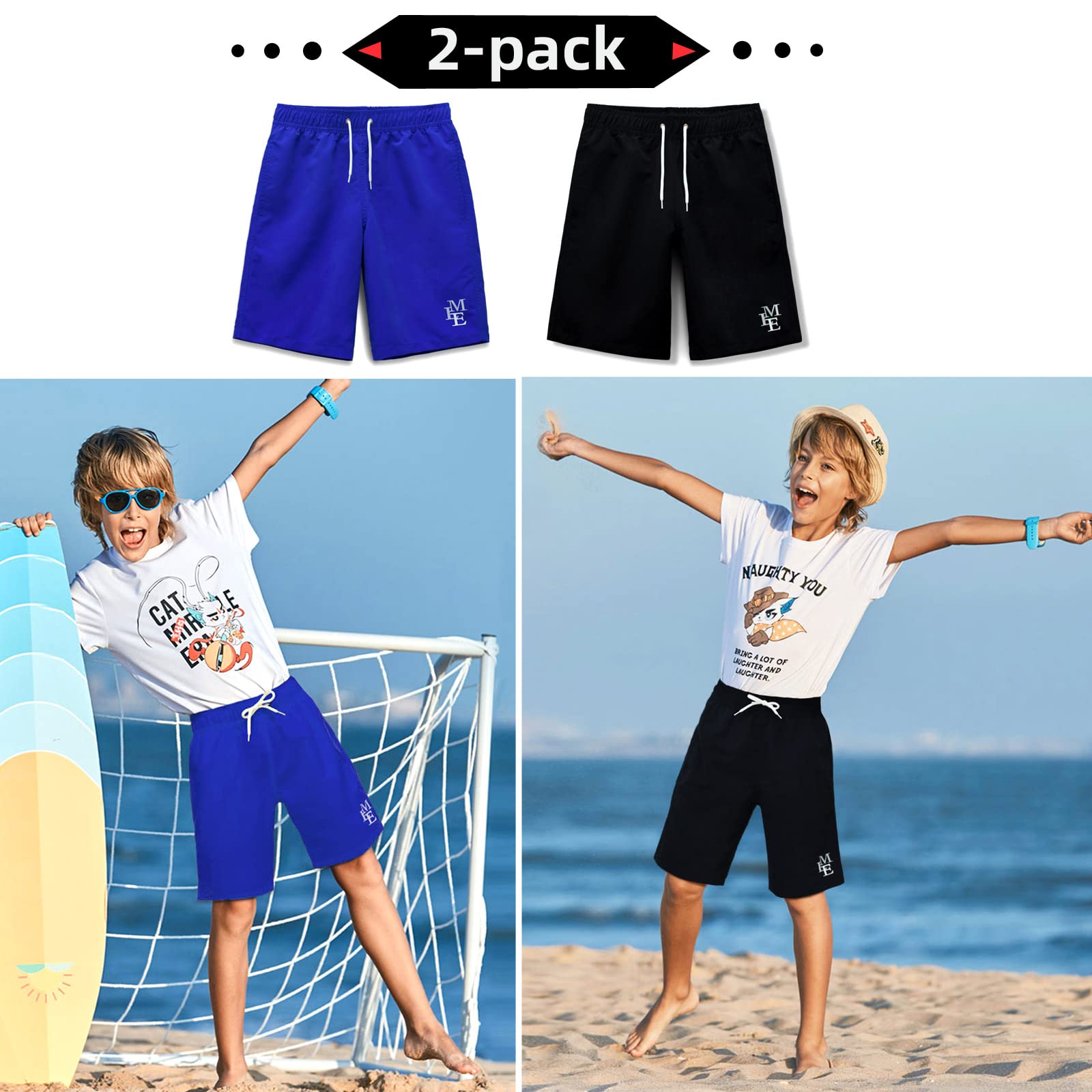 MEILONGER Jungen-Badeshorts, schnelltrocknend, Strandhose, Bademode, Badeanzug, Größe 34-40, 38, 38-40, 42-44
