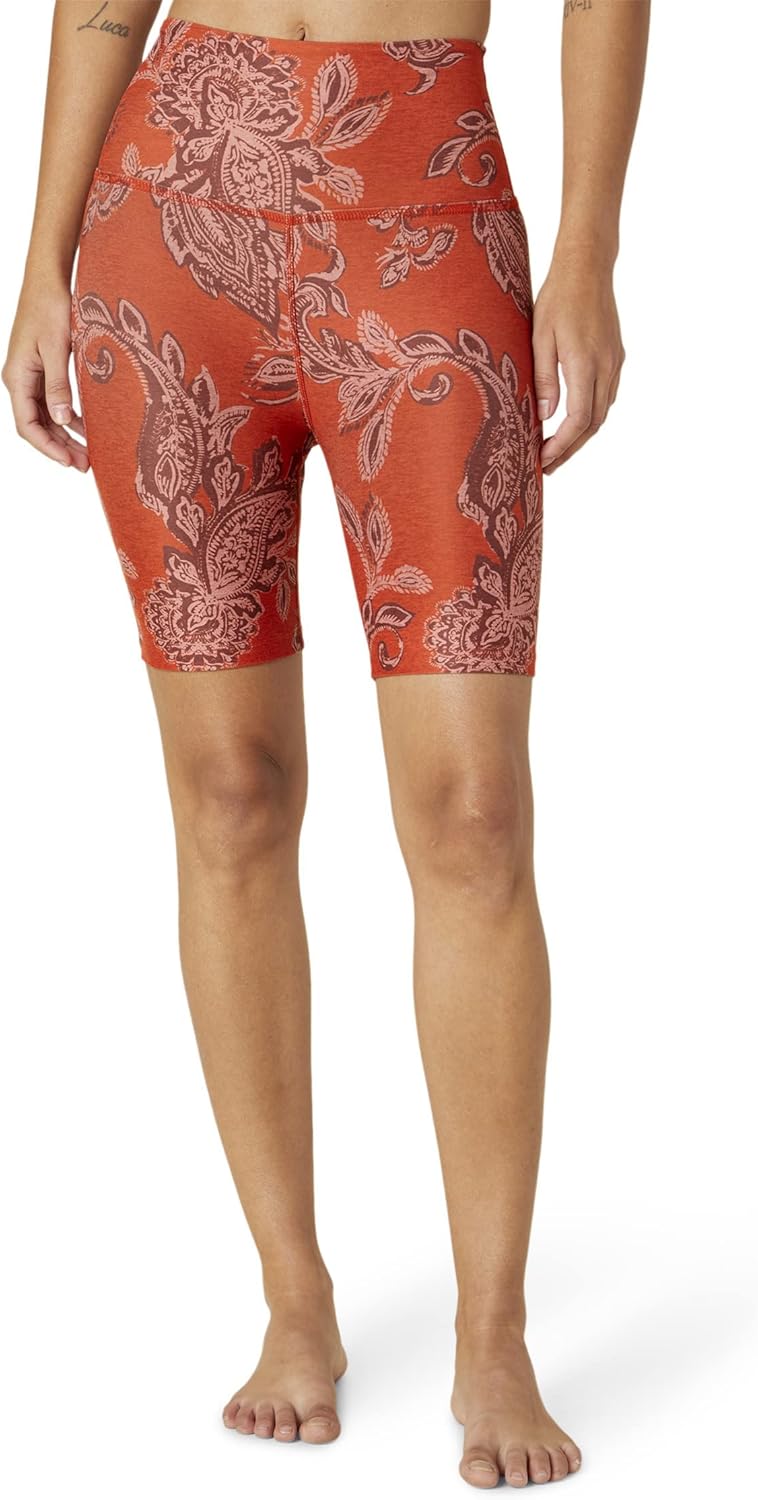 Beyond Yoga Spacedye Printed High Waisted Biker Shorts for Women - All Over Cheetah Print, Soft and Comfortable Shorts
