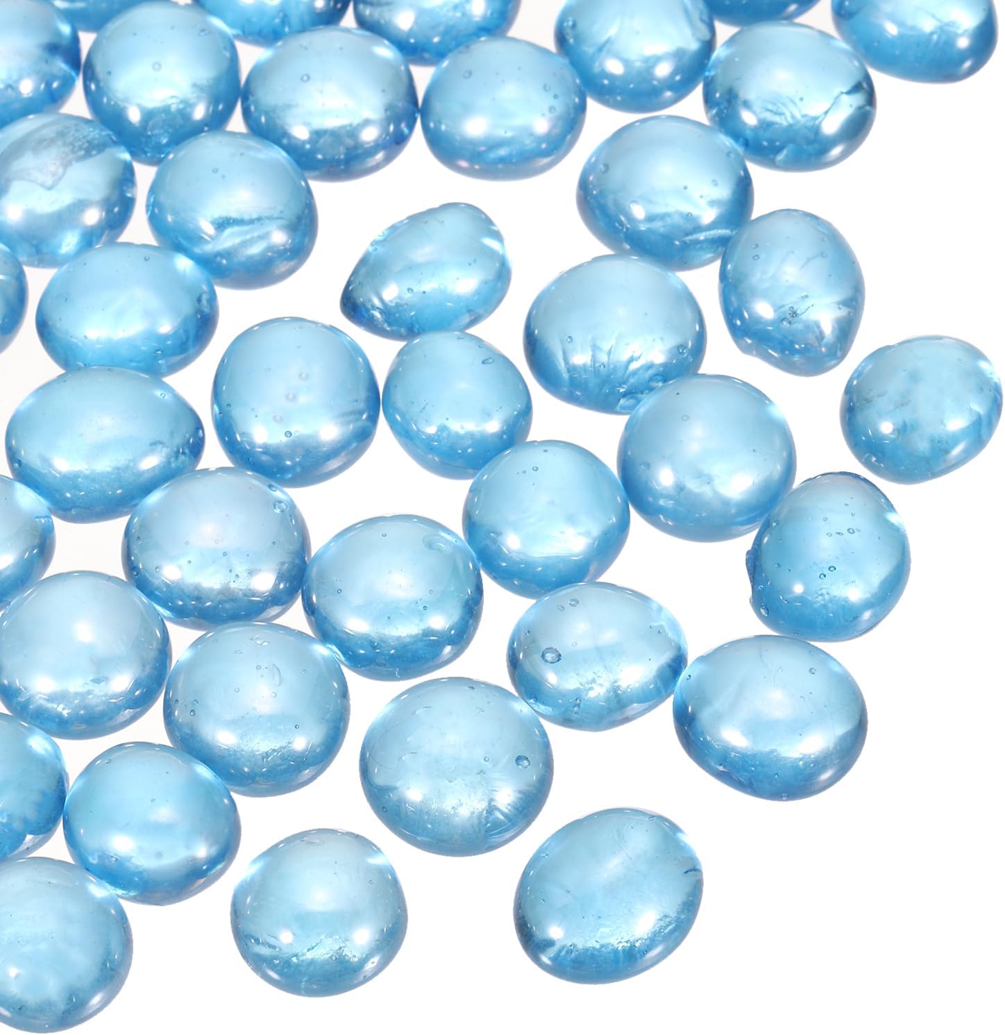MECCANIXITY Glass Beads,100pcs Flat Glass Gemstone Green 1.1lbs (0.47-0.55") Glass Marbles Pebbles for Vase Fillers Aquarium Decor DIY Craft
