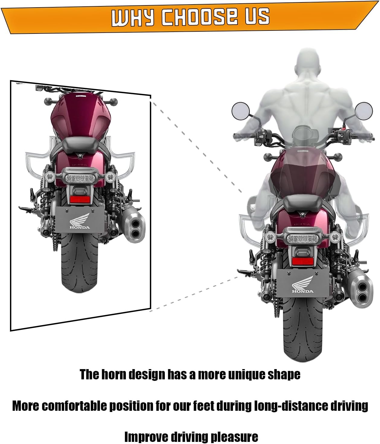 Kinglemc Crash Bar Engine Guard Highway Bar for Honda Rebel 1100 DCT CMX 1100 CMX1100 2021 2022 2023 2024 2025(Chrome)