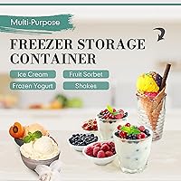 Vista 7 de 2 Pcs Reusable Ice Cream Containers with Lids and a Scoop 1.5 Quarts Plastic Rectangle Dessert Storage Tubs Homemade Ice Cream Storage Containers