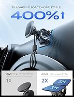 Vista 4 de LISEN Soporte magnético de teléfono para iPhone y Android con 6 imanes y diseño de arco ajustable, color negro