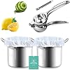 Lemon Squeezer with Zester  Brew Bags, 2pcs 16x18, Metal Handheld Lemon Juicer, Reusable Wine Straining Bag for Homebrewing
