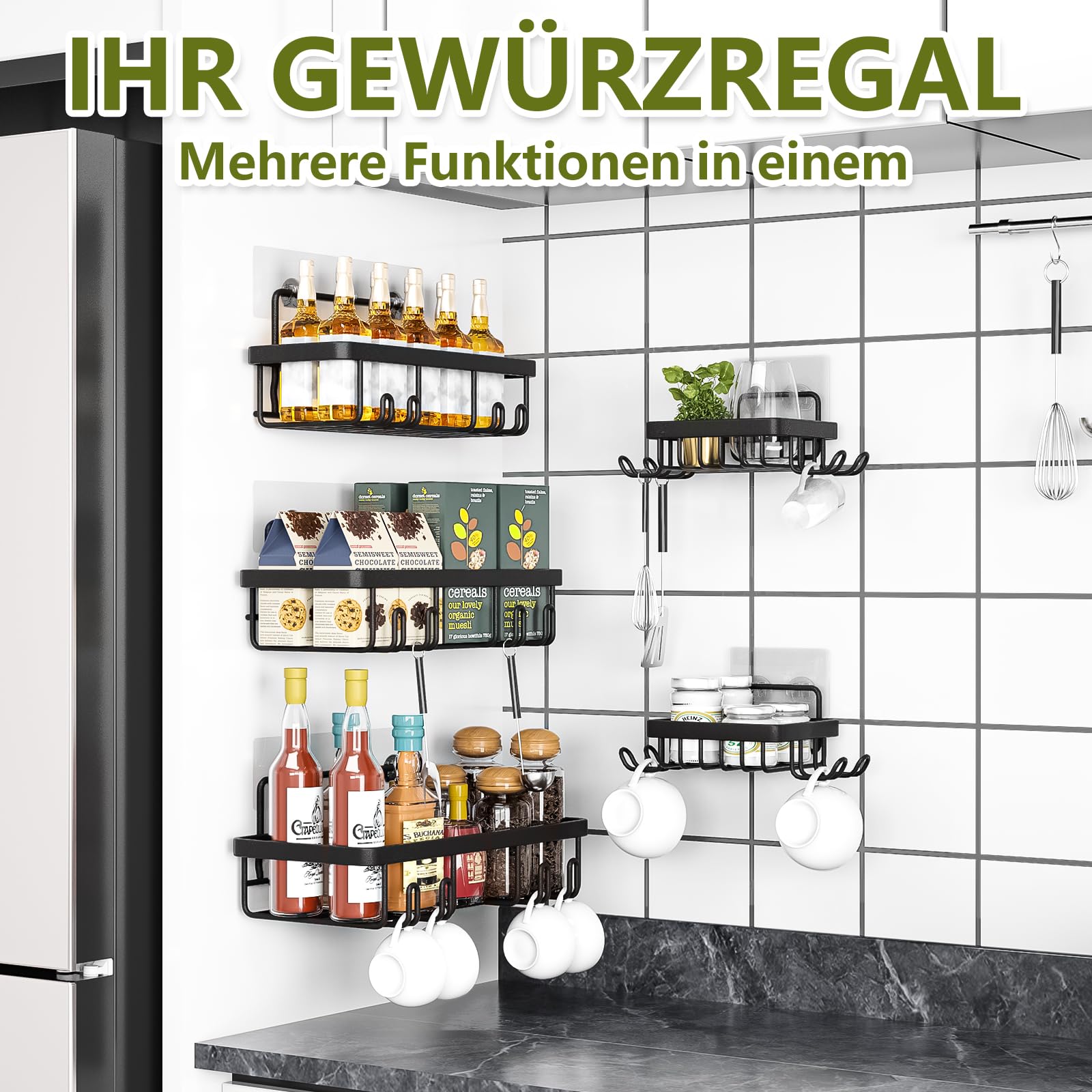 Duschablage Ohne Bohren 5 Set mit Seifenhalter Badezimmer Regal Badezimmer Organizer Schwarz (Packung mit 2)