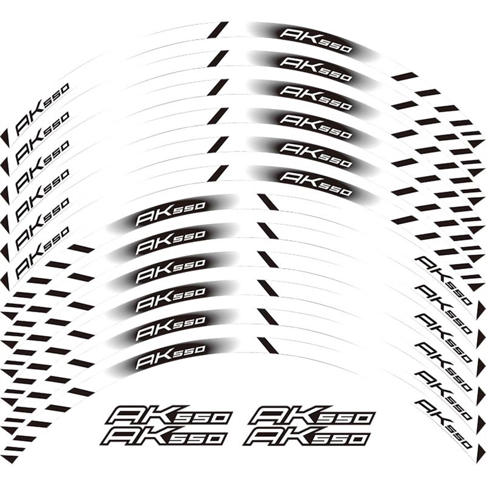 Motorcycle Front and Rear Tire Waterproof Sticker Reflective Stripe Rim Set Decal for KYMCO AK550 Ak 550 Decorative(Color2)