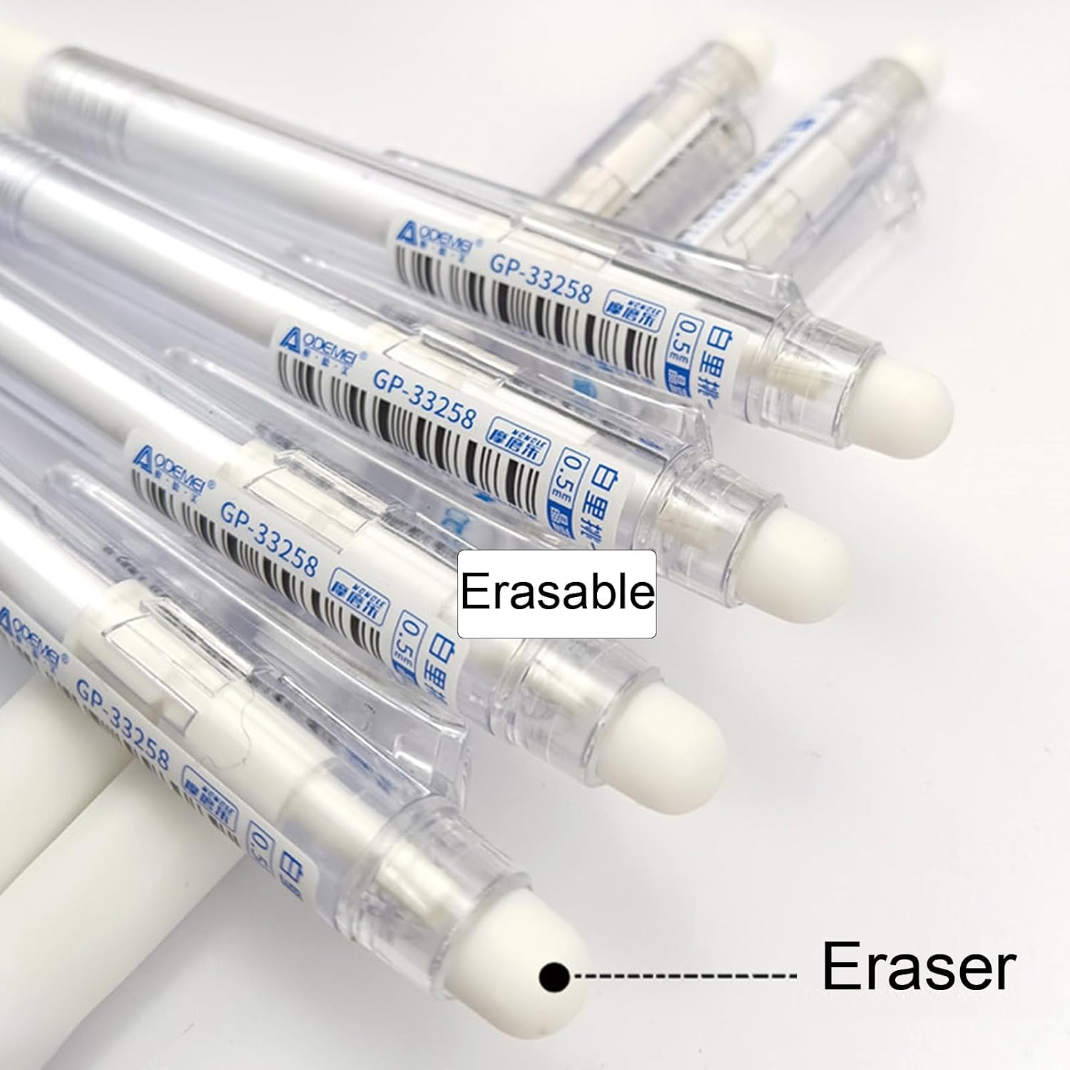 6 Pcs Erasable Gel Pens Retractable Gel Ink Pens Erasable Pen 0.5mm Fine Point Smooth Writing Pen Office School Supplies Women Men Girls Boys (White-Blue Ink) image 3
