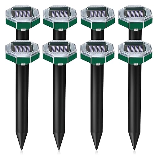 Anti Taupe Solaire Vibration et Ultrasons 8 Pièces,Repulsif Taupe Ultrason