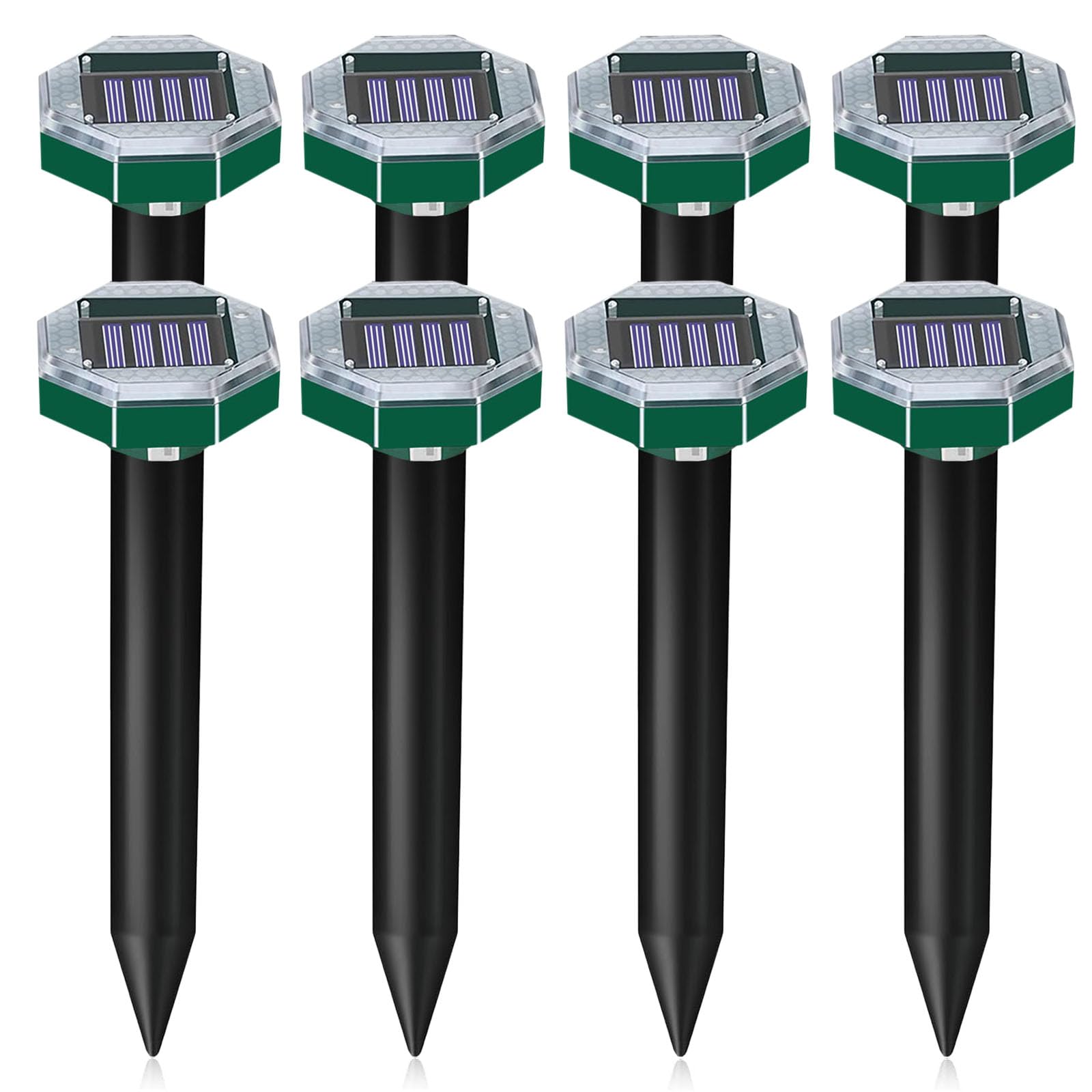 Anti Taupe Solaire Vibration et Ultrasons 8 Pièces,Repulsif Taupe Ultrason Solaire,Répulsif Serpent Ultrason avec IP65 Imperméable,Repousse Les Taupes et Autres Rongeurs pour Le Jardin et Extérieur
